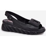 ARTIKER Ladies leather wedge sandals with decoration Black | Shoptok.si