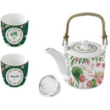 Easy Life Set čajnik 600ml + 2 kozarca 160ml Botanic Chic / 3 kos / porcelan, (5000200282) Cene