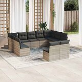  11-dijelni set vrtnih sofa poliratan s jastucima svijetlosivi | shoptok.hr