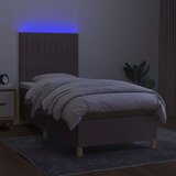  Krevet box spring s madracem LED smeđesivi 90x190 cm tkanina | shoptok.hr