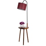 Opviq Demet Sehbalı Ahşap Lambader Ceviz Silindir Hasır Bordo Abajurlu WalnutClaret Red Floor Lamp | Eponuda.com