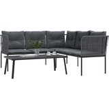  Set vrtnih sofa s jastucima crni od čelika i tekstilena | shoptok.hr