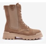 Boto Women's Suede Ankle Boots Lace-Up Beige Nicole 2836 | Shoptok.si
