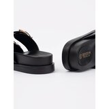 GOODIN Black flat flip-flops with buckles | Shoptok.si