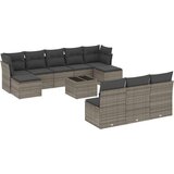 vidaXL 11-dijelni set vrtnih sofa od poliratana s jastucima sivi | shoptok.hr