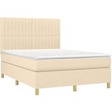  Box spring postelja z vzmetnico LED krem 140x200 cm blago, (20899931) | Shoptok.si