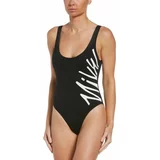 Nike MULTI LOGO Ženski jednodijelni kupaći kostim, crna, veličina