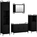  Set ormarića za kupaonicu 4 kom. Crni hrast 40 x 36 x 181 cm - Crni hrast Ormar ispod sudopera (3 vrata) + viseći ormar + kupaon | shoptok.hr