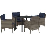 vidaXL Komplet za jedilnico v vrtu z blazino 5 pcs Siva Poly ratan, (5000045595) | Shoptok.si