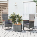  3-dijelna vrtna garnitura siva od poliratana i drva bagrema | shoptok.hr