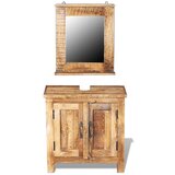 Maison Chic Kopalniška omarica - Kopalniški kabinet z ogledalom trden mangov les, (21788225) | Shoptok.si