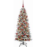  Umjetno božićno drvce s kuglicom 120 cm 150 LED lampica - Zelena i bijela 120 cm s LED-ima i crvenim lopticama | shoptok.hr