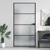 vidaXL Sobna vrata tanka crna 102 5x201 5 cm kaljeno staklo i aluminij | shoptok.hr