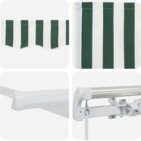 vidaXL Ručna uvlačiva tenda Zelena i bijela 450x300 cm, Materijal za zamjenu tende za okvir 4,5x3 m Zelena i bijela | shoptok.hr