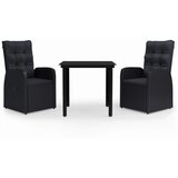  3-dijelni vrtni blagovaonski set s jastucima crni | shoptok.hr