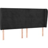 The Living Store Vzglavje z ušesi črno 183x23x118/128 cm žamet - Vzglavje, (21452189) | Shoptok.si