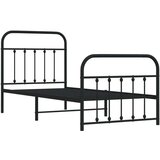 Metalni okvir kreveta uzglavlje i podnožje crni 90 x 200 cm | shoptok.hr
