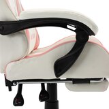  Igraća stolica od umjetne kože s osloncem za noge rozo-bijela | shoptok.hr
