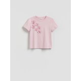 Reserved Majica kratkih rukava s cvjetnom aplikacijom - pastelnoružičasto | shoptok.hr