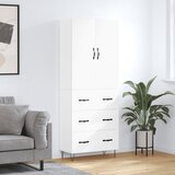  Visoka komoda bijela 69,5x34x180 cm konstruirano drvo Slike