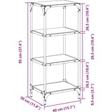 vidaXL Stalak za pohranu s prozirnom površinom 40 x 30 x 95 cm čelični | shoptok.hr