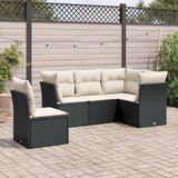 Maison Chic Seti vrtnega pohištva - Vrtna garnitura - Vrtni pohištvo set 5-delna z blazinami črn poli ratan, (21816561) | Shoptok.si