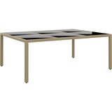 vidaXL Vrtna miza 200x150x75 cm kaljeno steklo in poli ratan bež Cene