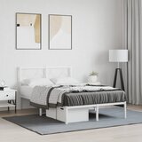 Maison Chic Kovinski Posteljni okvir - Dvoposteljna postelja - Zakonska postelja z vzglavjem bel 120x200 cm, (21693048) | Shoptok.si
