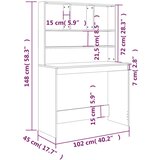  Radni stol s policama siva boja hrasta 102 x 45 x 148 cm drveni | shoptok.hr