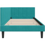  Kutni okvir kreveta s uzglavljem Tirkizna 100 x 200 cm Baršun | shoptok.hr
