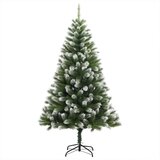 vidaXL Umjetna jelka s pantenom i pahuljicama Zelena i bijela 120 cm | shoptok.hr
