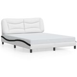 Maison Chic Posteljni Okvir - Dvoposteljna postelja z vzglavjem bel in črn 160x200 cm umetno usnje, (22080371) | Shoptok.si