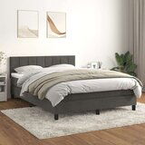  Box spring postelja z vzmetnico temno siva 140x200 cm žamet, (20726353) | Shoptok.si