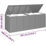  Kutija za vrtne jastuke od PE ratana 291 x 100 5 x 104 cm siva | shoptok.hr