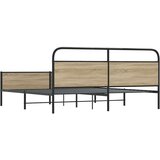 Metalni Kovinski posteljni okvir brez vzmetnice dimljen hrast 193x203cm, (21609886) | Shoptok.si