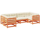 vidaXL 6-dijelni set vrtnih sofa s jastucima voštano smeđi od borovine | shoptok.hr