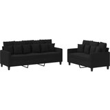  2-dijelni set sofa s jastucima crni od tkanine | shoptok.hr