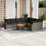  10-dijelni set vrtnih sofa od poliratana s jastucima sivi | shoptok.hr