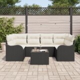  7 komadna vrtna sofa set s jastučićima Crni poli ratan | shoptok.hr