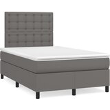 vidaXL Box spring postelja z vzmetnico siv 120x200 cm umetno usnje, (20791272) Cene