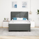 vidaXL Box Spring postelja s preprosto - temno siva, 140x190 cm, tkanina | Shoptok.si