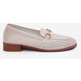 S. BARSKI Leather Women's Moccasins With Decoration On Flat Heel Beige S.Barski | ePonuda.com