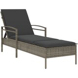  Ležaljka za sunčanje s jastukom siva 63x200x81 cm poliratan | shoptok.hr