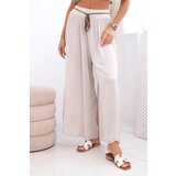 Kesi Włoski Women's wide-leg viscose trousers dark beige | shoptok.hr