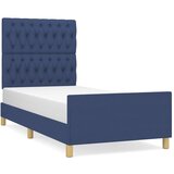 The Living Store Posteljni okvir z vzglavjem moder 90x200 cm blago - Posteljni Okvir Z Vzglavjem, (21525823) | Shoptok.si