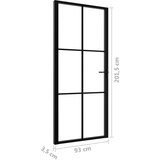 Sobna Notranja vrata ESG steklo in aluminij 93x201,5 cm črna, (20766414) | Shoptok.si
