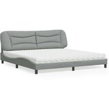  Krevet s madracem svjetlosivi 200 x 200 cm od tkanine | shoptok.hr