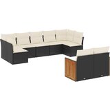 Maison Chic Seti vrtnega pohištva - Vrtna garnitura - Vrtni pohištvo set 9-delna z blazinami črn poli ratan, (21797664) | Shoptok.si