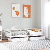 vidaXL Dnevna postelja s predali 90x200 cm trdna borovina Cene