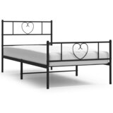 Maison Chic Kovinski Posteljni okvir - Dvoposteljna postelja - Zakonska postelja z vzglavjem in vznožjem črn 100x190 cm, (21696588) | Shoptok.si